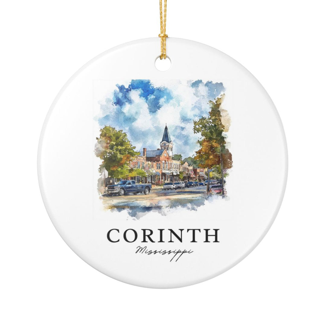 Corinth Mississippi USA Ornament: Unique Corinth Souvenir, Corinth Mississippi Xmas Decor, and Authentic Corinth Gift