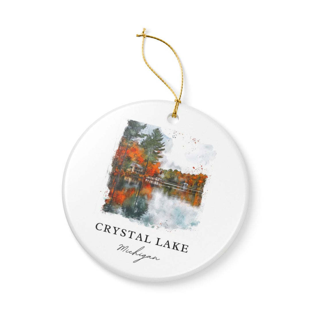 Crystal Lake Michigan USA Ornament: Unique Crystal Lake Souvenir, Crystal Lake Michigan Xmas Decor, and Authentic Crystal Lake Gift