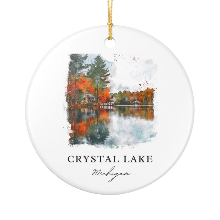 Crystal Lake Michigan USA Ornament: Unique Crystal Lake Souvenir, Crystal Lake Michigan Xmas Decor, and Authentic Crystal Lake Gift