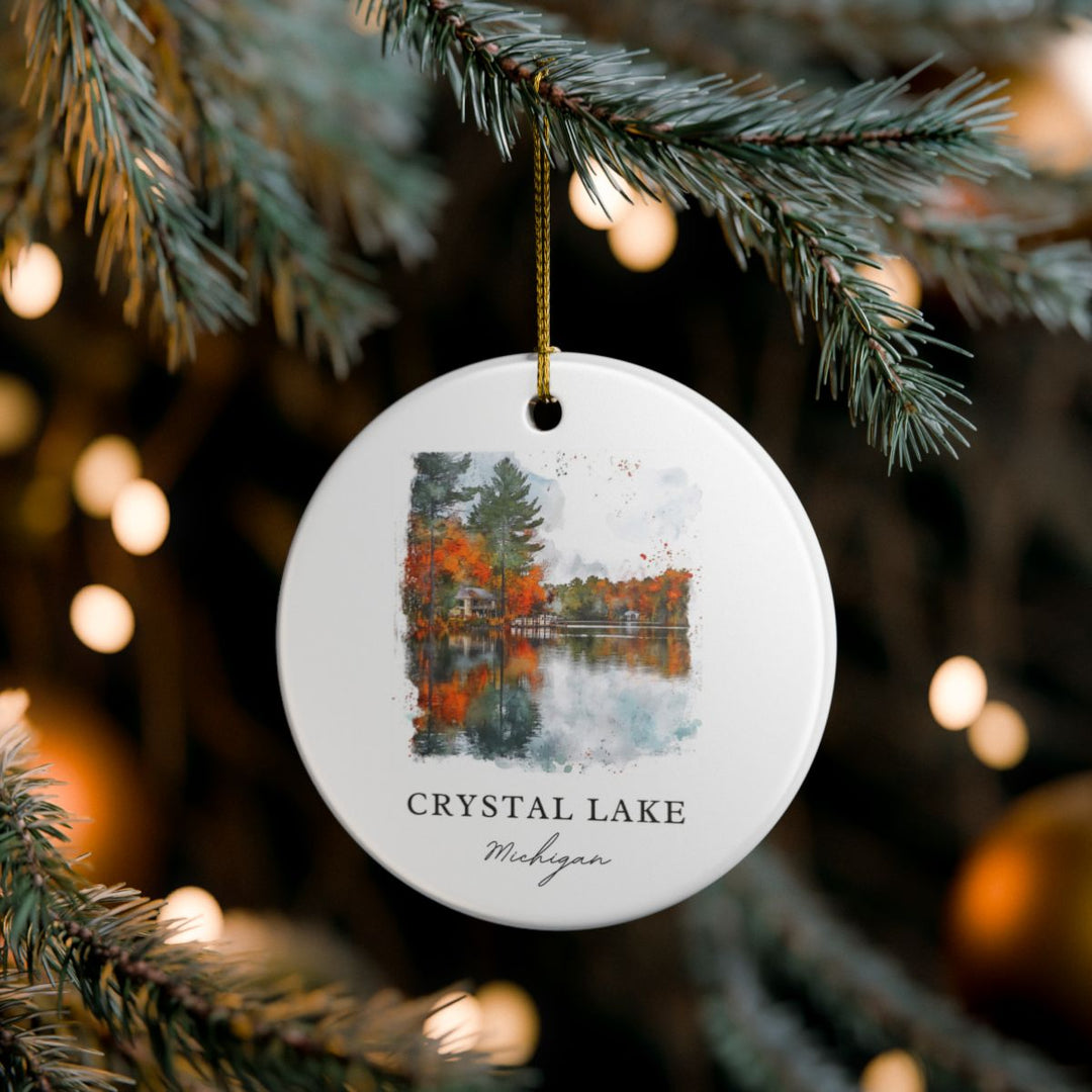 Crystal Lake Michigan USA Ornament: Unique Crystal Lake Souvenir, Crystal Lake Michigan Xmas Decor, and Authentic Crystal Lake Gift