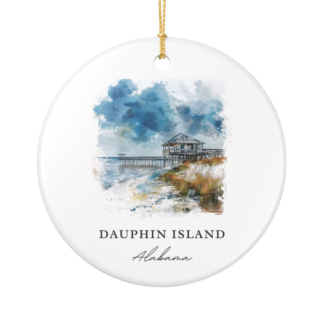 Dauphin Island AL USA Ornament: Unique Dauphin Island Souvenir, Dauphin Island Alabama Xmas Decor, and Authentic Dauphin Island Gift
