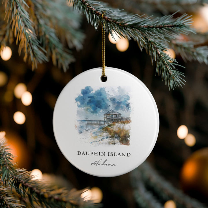 Dauphin Island AL USA Ornament: Unique Dauphin Island Souvenir, Dauphin Island Alabama Xmas Decor, and Authentic Dauphin Island Gift