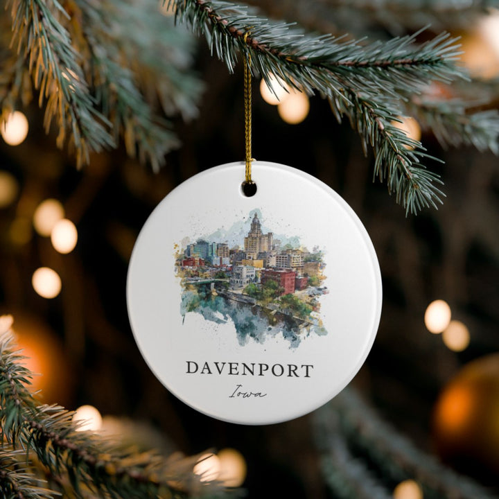 Davenport Iowa Ornament: Unique Davenport Souvenir, Davenport Iowa Xmas Decor, and Authentic Davenport Gift