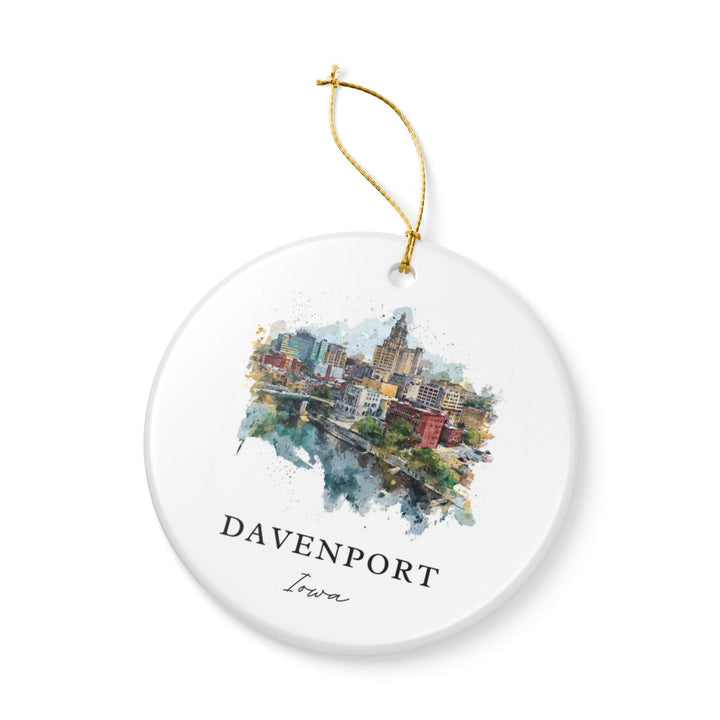Davenport Iowa Ornament: Unique Davenport Souvenir, Davenport Iowa Xmas Decor, and Authentic Davenport Gift