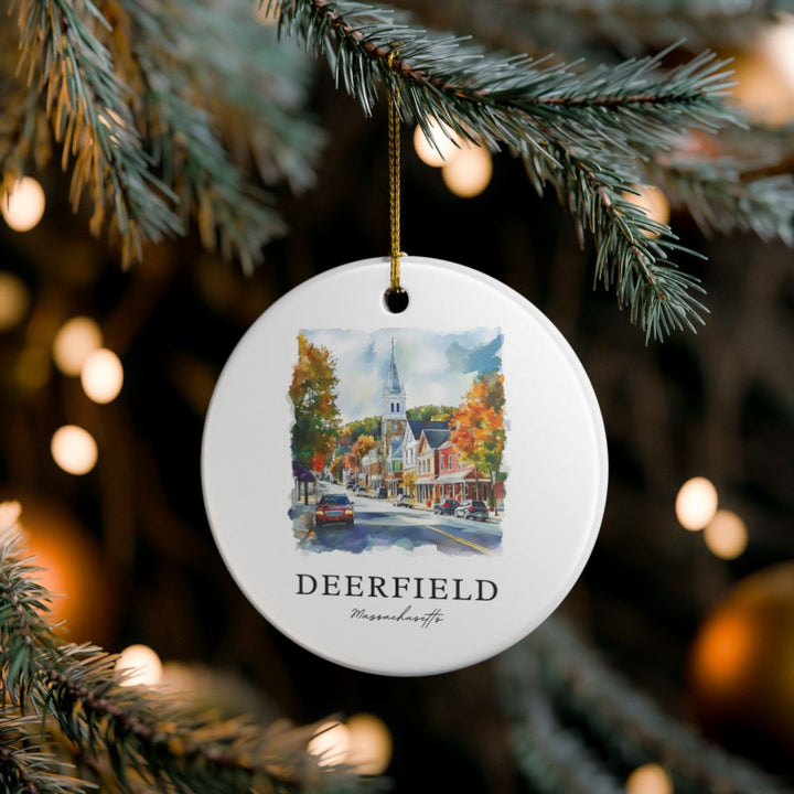 Deerfield Massachusetts Ornament: Unique Deerfield Souvenir, Deerfield Massachusetts Xmas Decor, and Authentic Deerfield Gift