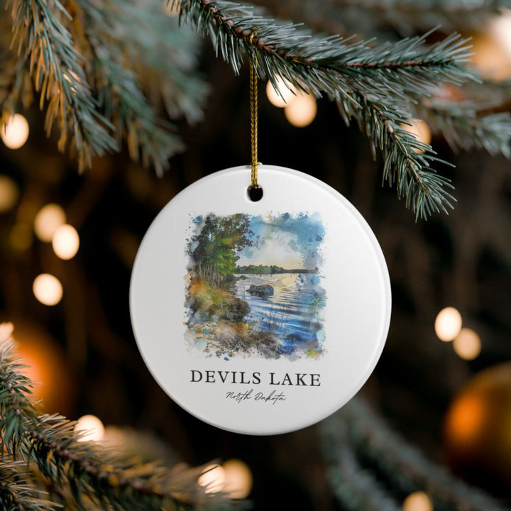 Devils Lake North Dakota Ornament: Unique Devils Lake Souvenir, Devils Lake North Dakota Xmas Decor, and Authentic Devils Lake Gift