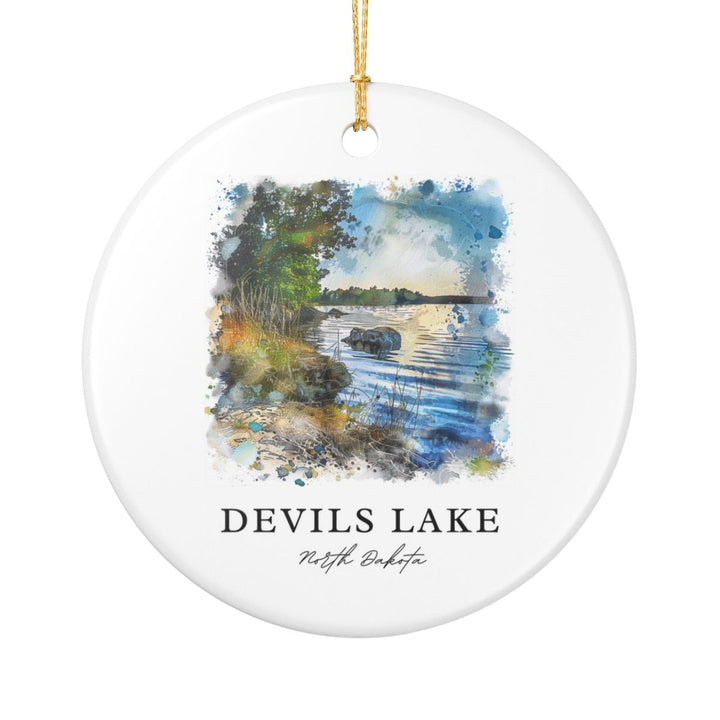 Devils Lake North Dakota Ornament: Unique Devils Lake Souvenir, Devils Lake North Dakota Xmas Decor, and Authentic Devils Lake Gift