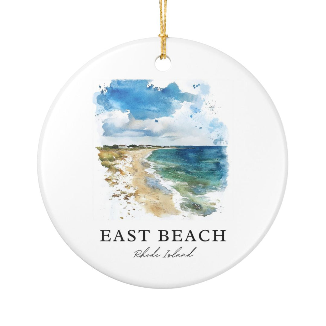 East Beach RI Ornament: Unique East Beach Souvenir, East Beach Rhode Island Xmas Decor, and Authentic East Beach Gift