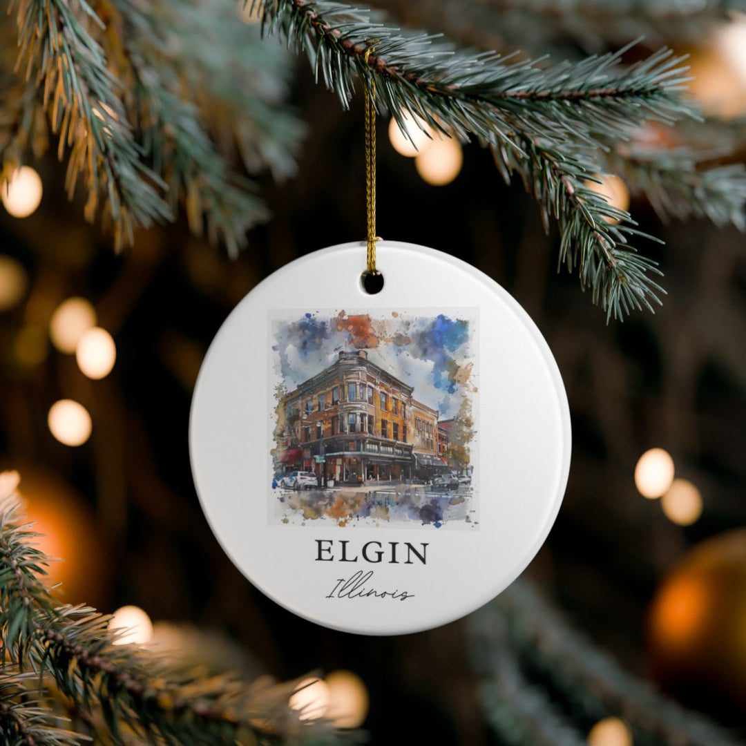 Elgin Illinois Ornament: Unique Elgin Illinois Souvenir, Elgin Illinois Xmas Decor, and Authentic Elgin Illinois Gift