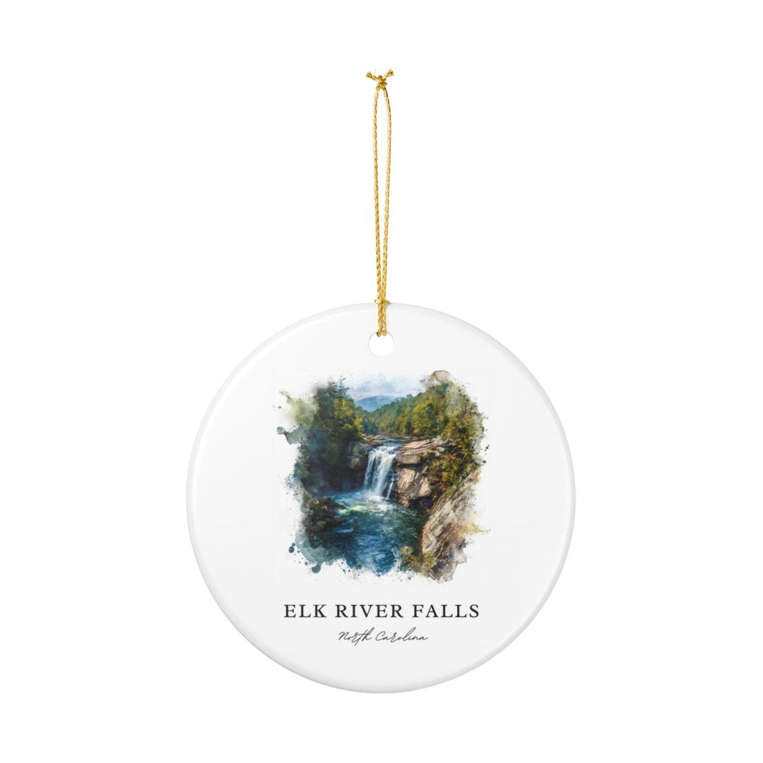 Elk River Falls North Carolina USA Ornament: Unique Elk River Falls Souvenir, Elk River Falls North Carolina Xmas Decor, and Authentic Elk River Falls Gift