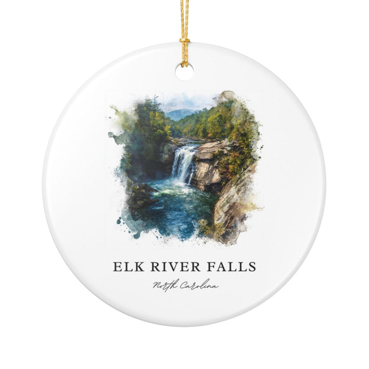 Elk River Falls North Carolina USA Ornament: Unique Elk River Falls Souvenir, Elk River Falls North Carolina Xmas Decor, and Authentic Elk River Falls Gift