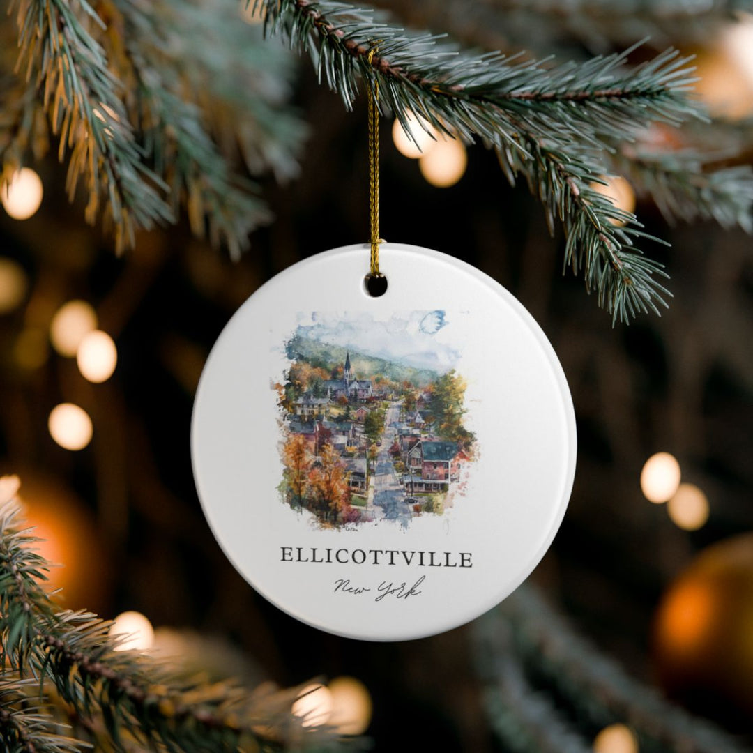 Ellicottville New York USA Ornament: Unique Ellicottville Souvenir, Ellicottville New York Xmas Decor, and Authentic Ellicottville Gift