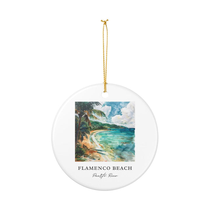 Flamenco Beach Puerto Rico Ornament: Unique Flamenco Beach Souvenir, Flamenco Beach Puerto Rico Xmas Decor, and Authentic Flamenco Beach Gift