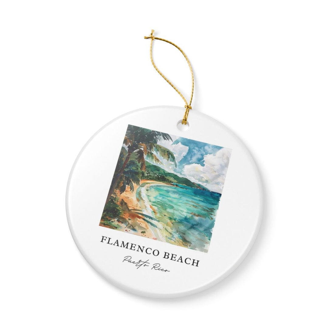 Flamenco Beach Puerto Rico Ornament: Unique Flamenco Beach Souvenir, Flamenco Beach Puerto Rico Xmas Decor, and Authentic Flamenco Beach Gift