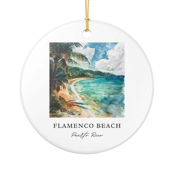 Flamenco Beach Puerto Rico Ornament: Unique Flamenco Beach Souvenir, Flamenco Beach Puerto Rico Xmas Decor, and Authentic Flamenco Beach Gift