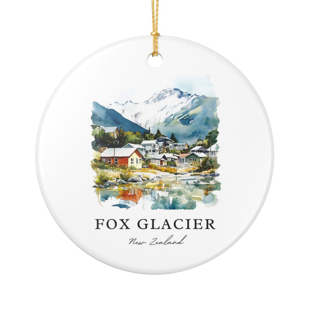 Fox Glacier Village New Zealand Ornament: Unique Fox Glacier Village Souvenir, Fox Glacier Village New Zealand Xmas Decor, and Authentic Fox Glacier Village Gift