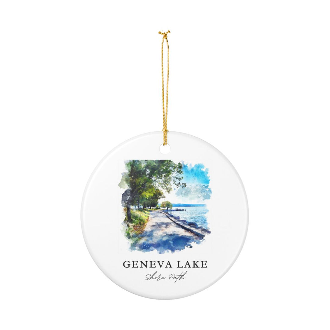Geneva Lake USA Ornament: Unique Geneva Lake Souvenir, Geneva Lake USA Xmas Decor, and Authentic Geneva Lake Gift