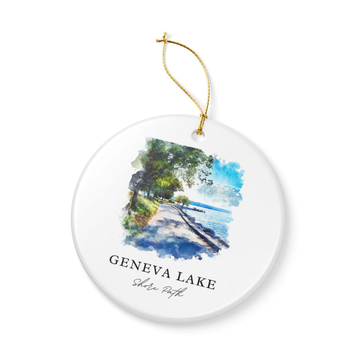 Geneva Lake USA Ornament: Unique Geneva Lake Souvenir, Geneva Lake USA Xmas Decor, and Authentic Geneva Lake Gift