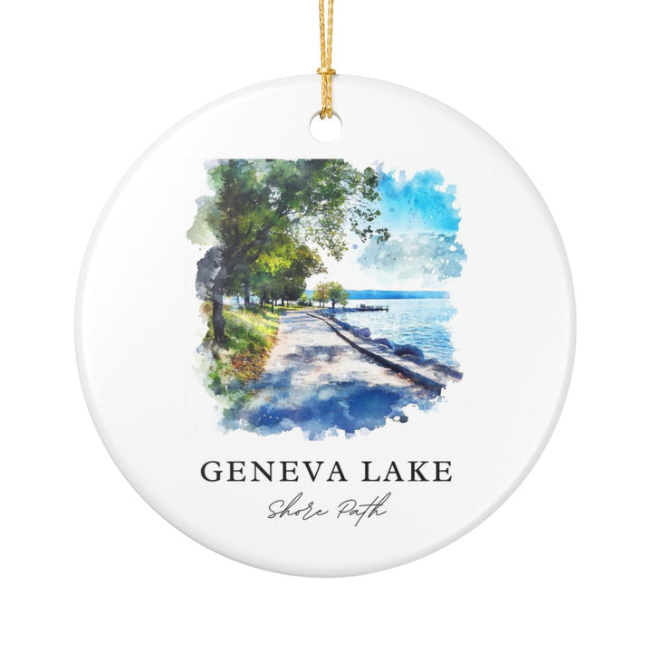 Geneva Lake USA Ornament: Unique Geneva Lake Souvenir, Geneva Lake USA Xmas Decor, and Authentic Geneva Lake Gift