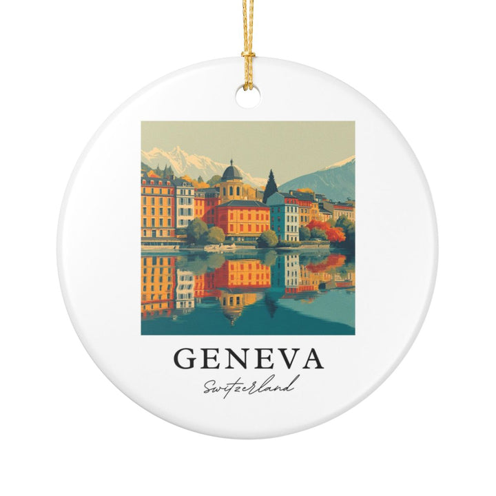 Geneva Switzerland Ornament: Unique Geneva Souvenir, Geneva Switzerland Xmas Decor, and Authentic Geneva Gift
