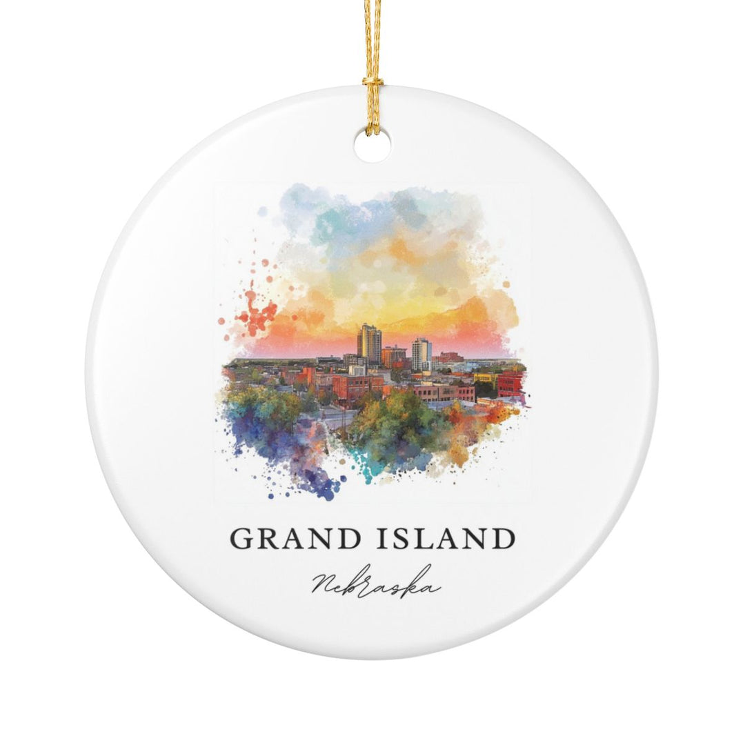 Grand Island Nebraska USA Ornament: Unique Grand Island Souvenir, Grand Island Nebraska Xmas Decor, and Authentic Grand Island Gift