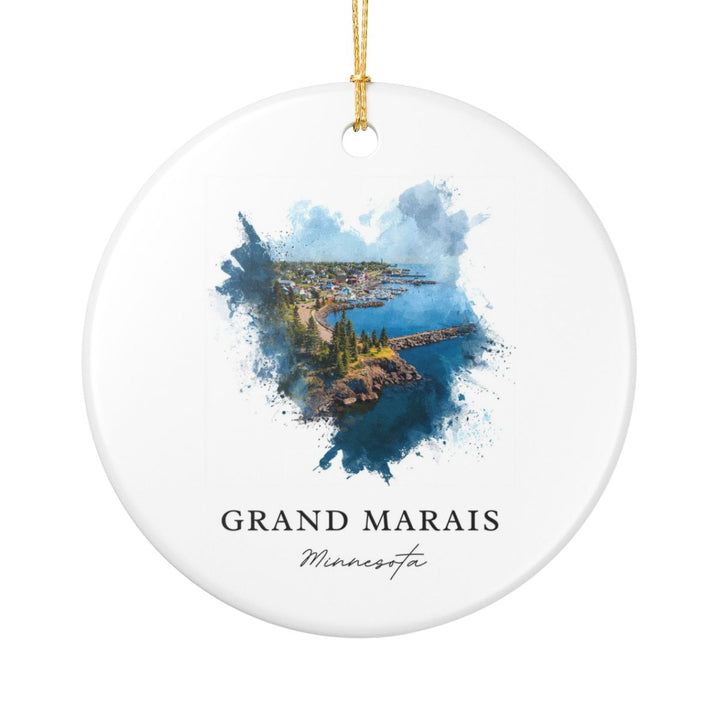 Grand Marais Minnesota Ornament: Unique Grand Marais Souvenir, Grand Marais Minnesota Xmas Decor, and Authentic Grand Marais Gift