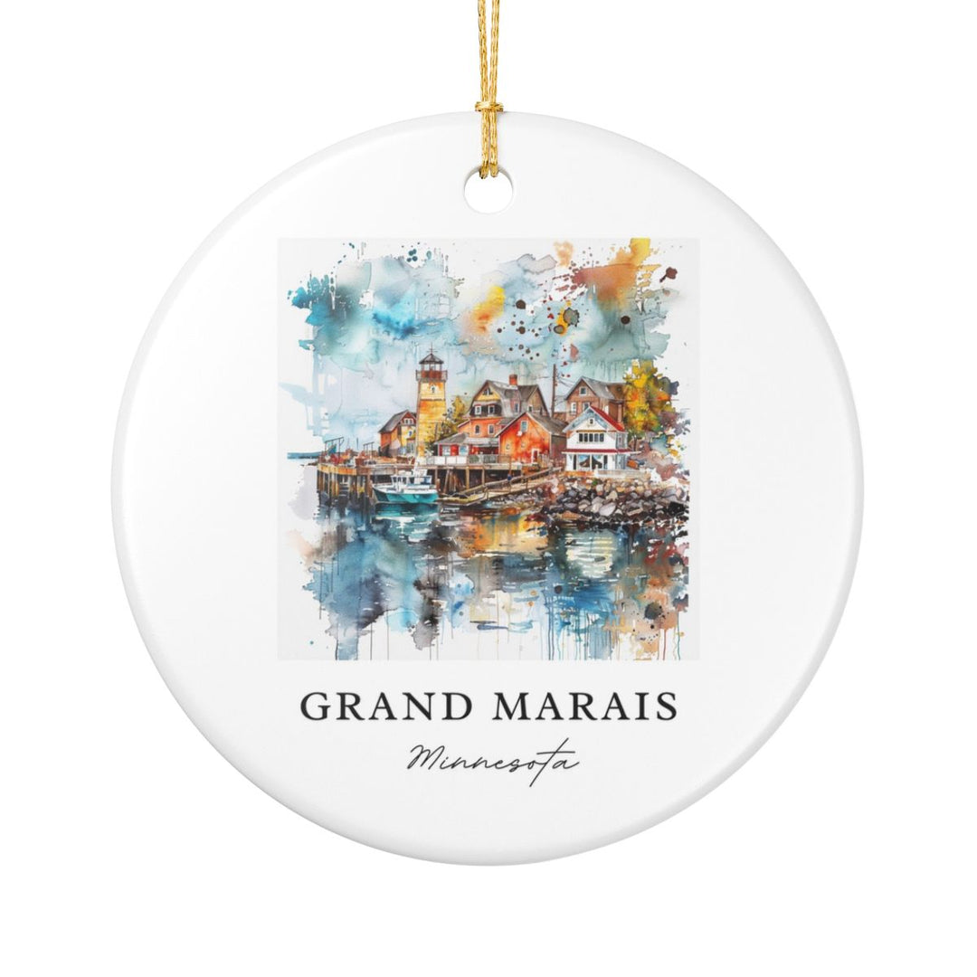 Grand Marais MN Ornament: Unique Grand Marais Souvenir, Grand Marais Minnesota Xmas Decor, and Authentic Grand Marais Gift