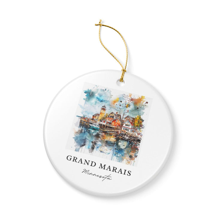 Grand Marais MN Ornament: Unique Grand Marais Souvenir, Grand Marais Minnesota Xmas Decor, and Authentic Grand Marais Gift