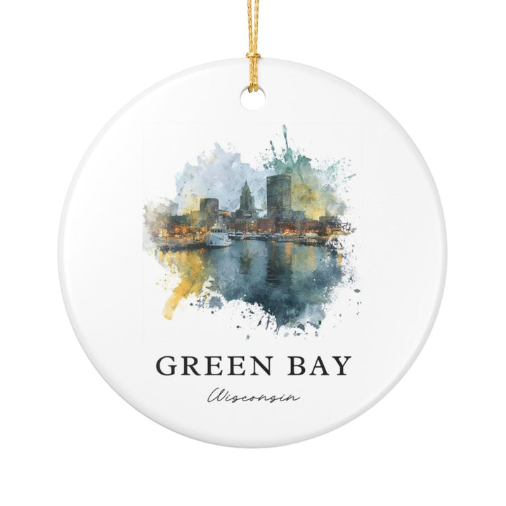 Green Bay WI Ornament: Unique Green Bay Souvenir, Green Bay Wisconsin Xmas Decor, and Authentic Green Bay Gift