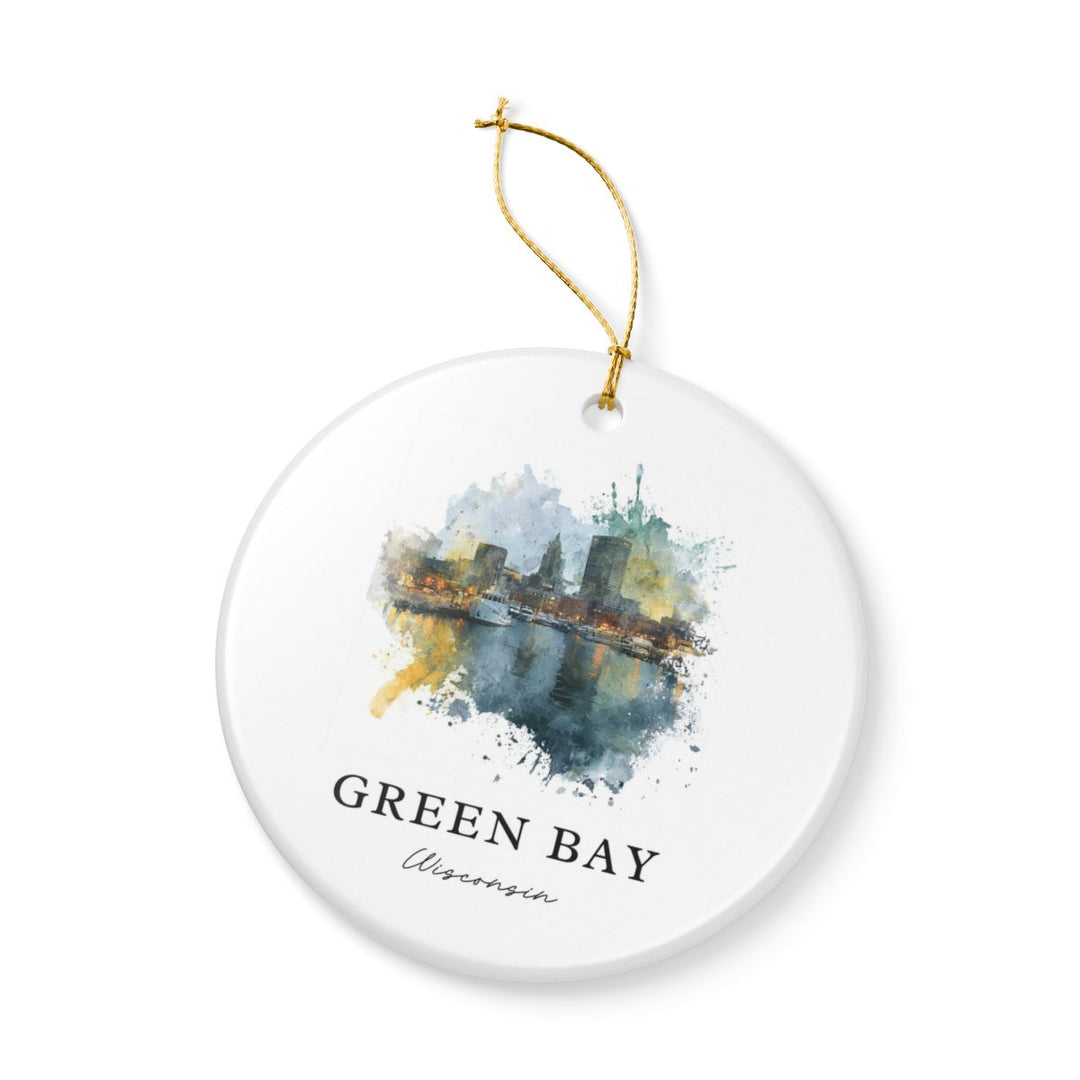 Green Bay WI Ornament: Unique Green Bay Souvenir, Green Bay Wisconsin Xmas Decor, and Authentic Green Bay Gift