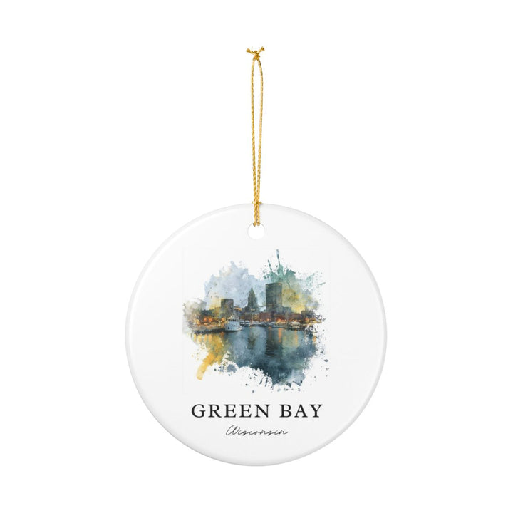 Green Bay WI Ornament: Unique Green Bay Souvenir, Green Bay Wisconsin Xmas Decor, and Authentic Green Bay Gift
