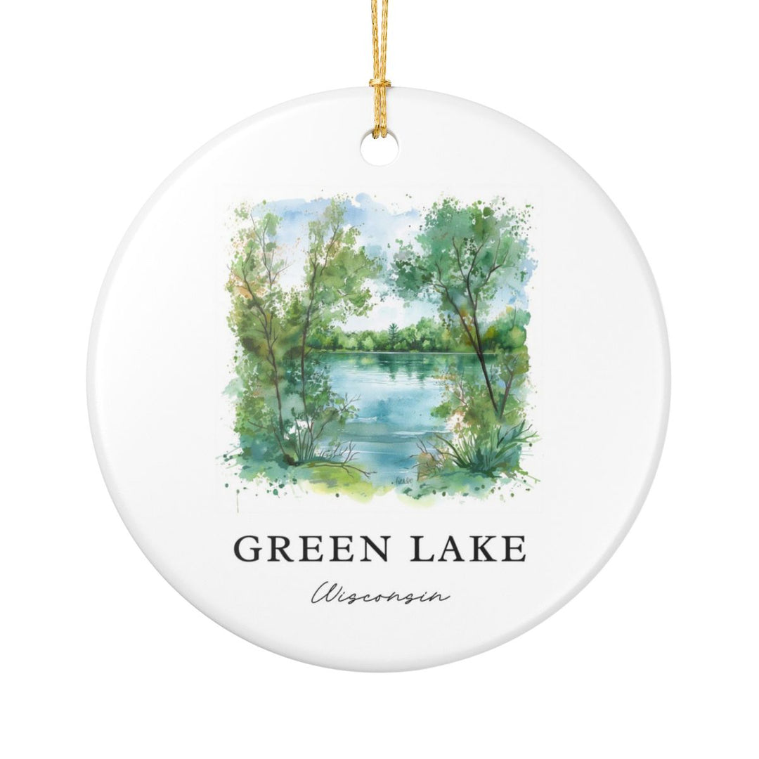 Green Lake Wisconsin USA Ornament: Unique Green Lake Souvenir, Green Lake Wisconsin Xmas Decor, and Authentic Green Lake Gift