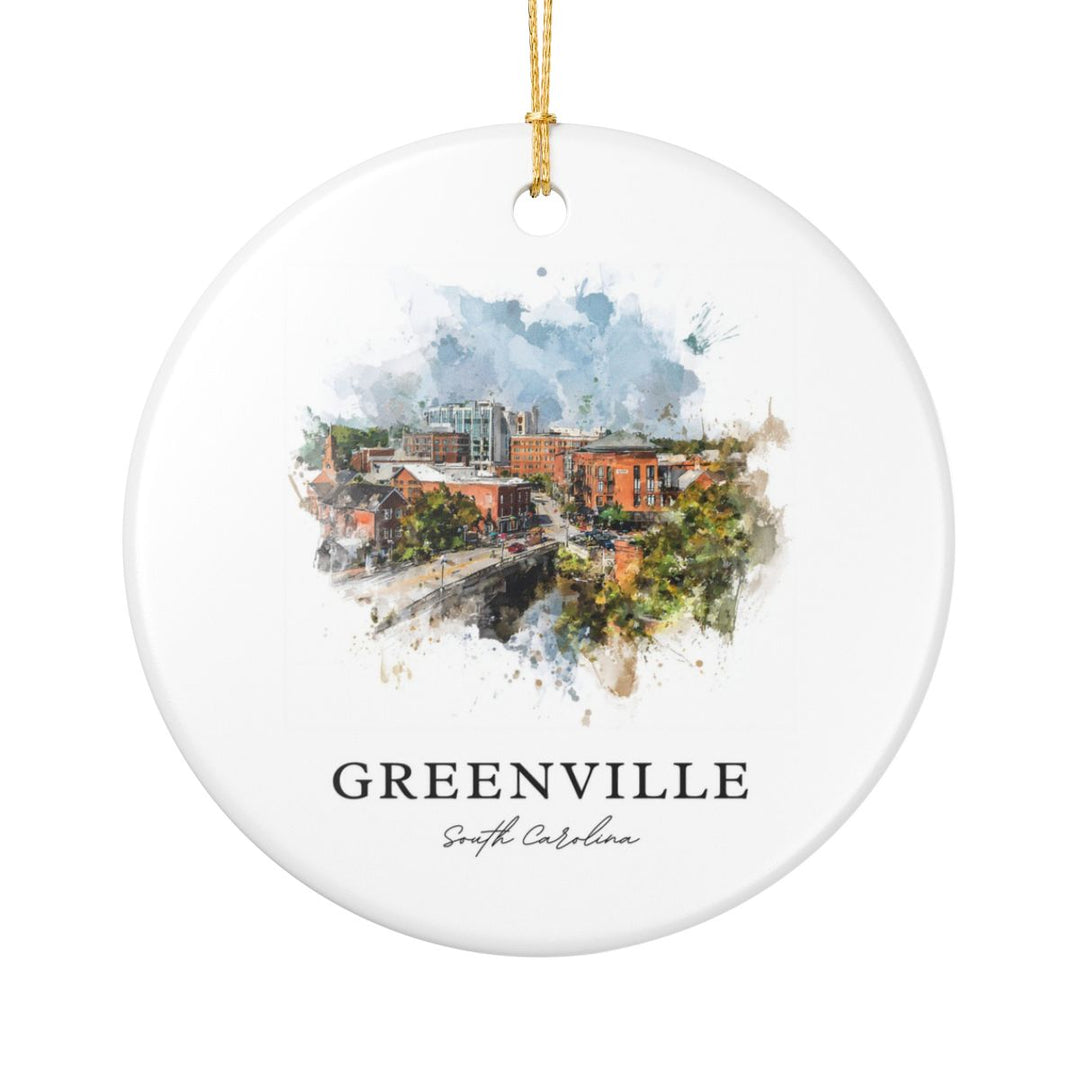 Greenville South Carolina Ornament: Unique Greenville Souvenir, Greenville South Carolina Xmas Decor, and Authentic Greenville Gift