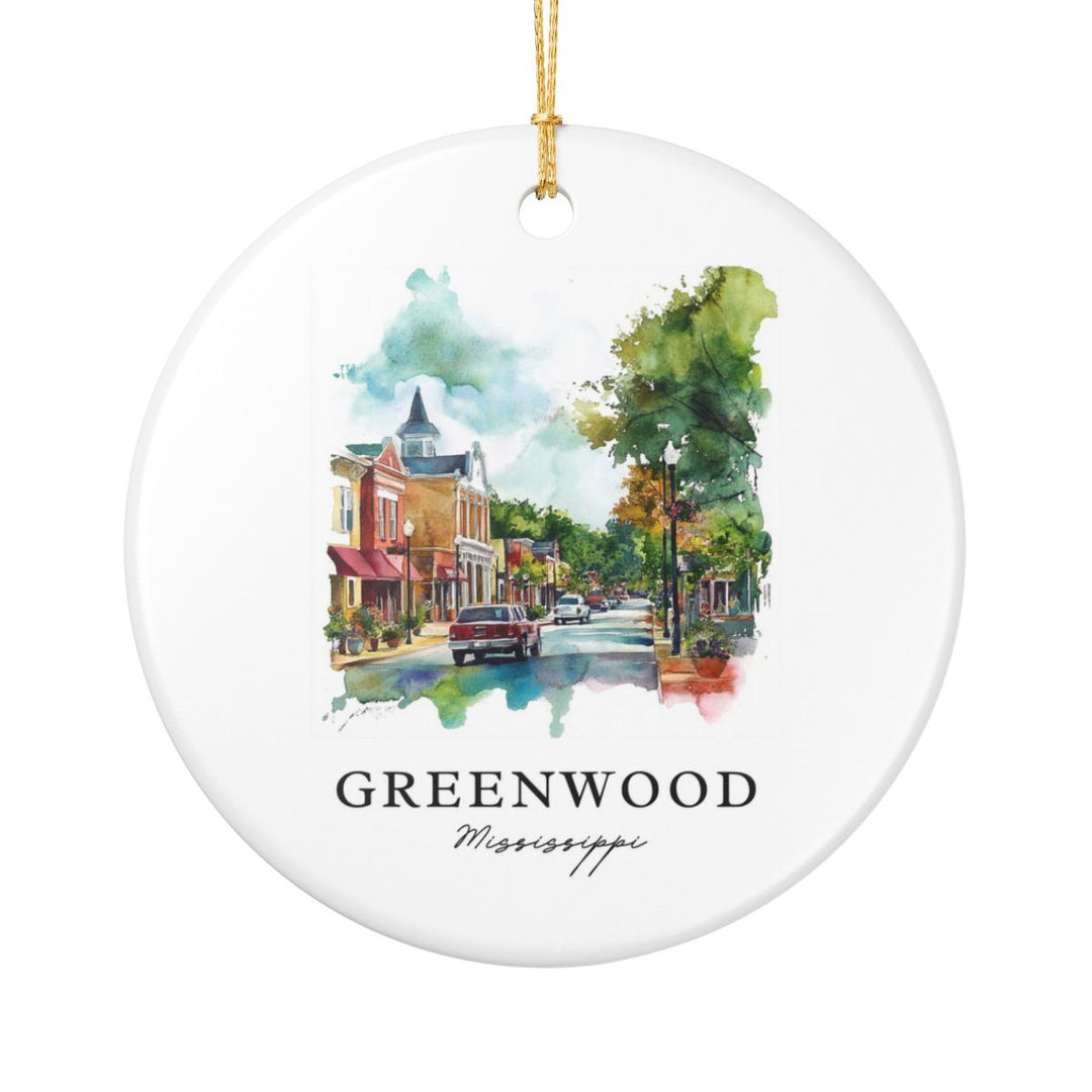 Greenwood Mississippi USA Ornament: Unique Greenwood Souvenir, Greenwood Mississippi Xmas Decor, and Authentic Greenwood Gift