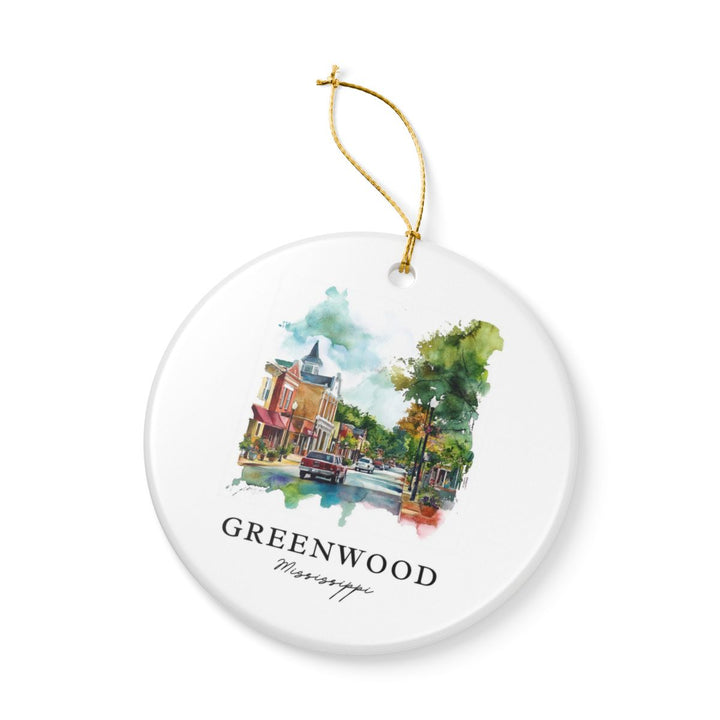 Greenwood Mississippi USA Ornament: Unique Greenwood Souvenir, Greenwood Mississippi Xmas Decor, and Authentic Greenwood Gift