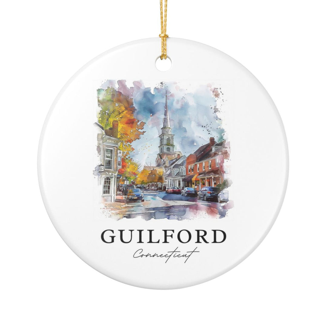 Guilford Connecticut USA Ornament: Unique Guilford Souvenir, Guilford Connecticut Xmas Decor, and Authentic Guilford Gift