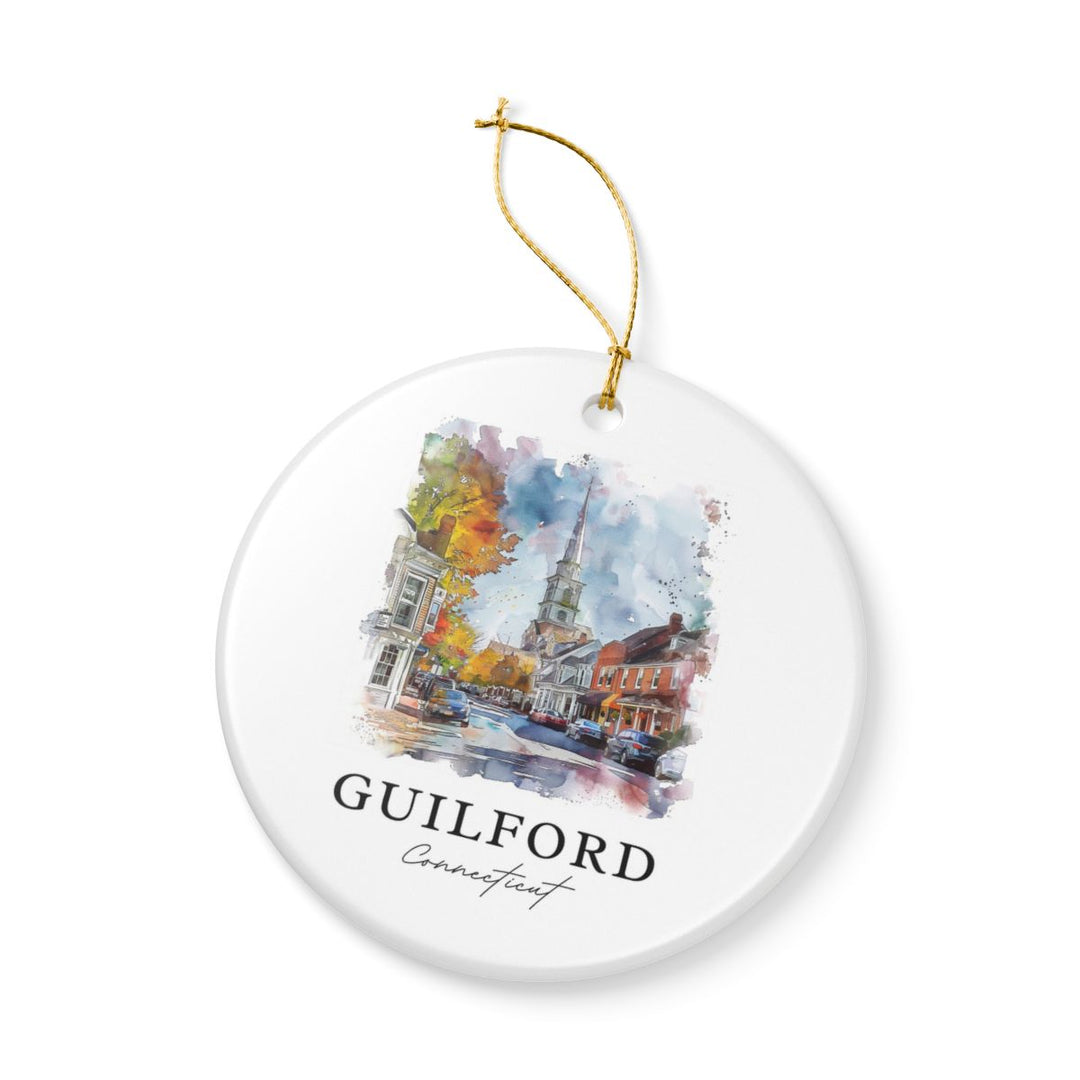 Guilford Connecticut USA Ornament: Unique Guilford Souvenir, Guilford Connecticut Xmas Decor, and Authentic Guilford Gift