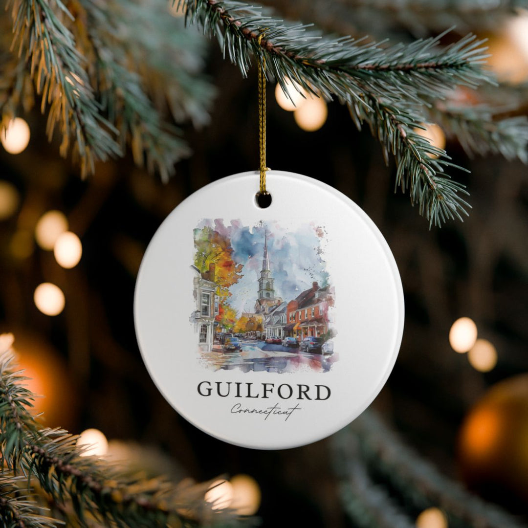Guilford Connecticut USA Ornament: Unique Guilford Souvenir, Guilford Connecticut Xmas Decor, and Authentic Guilford Gift