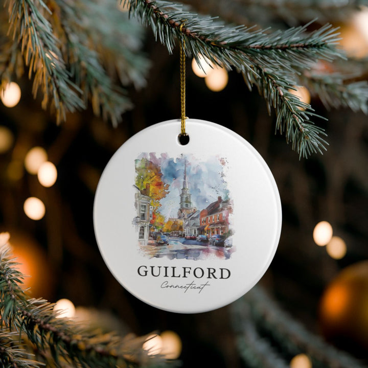 Guilford Connecticut USA Ornament: Unique Guilford Souvenir, Guilford Connecticut Xmas Decor, and Authentic Guilford Gift