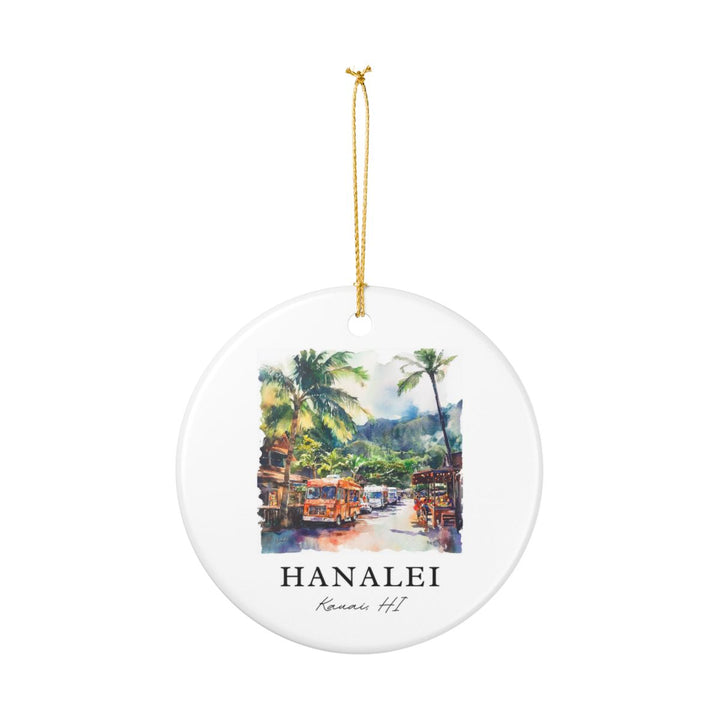 Hanalei Village and Food Trucks in Kauai Hawaii Ornament: Unique Hanalei Village and Food Trucks in Kauai Souvenir, Hanalei Village and Food Trucks in Kauai Hawaii Xmas Decor, and Authentic Hanalei Village and Food Trucks in Kauai Gift