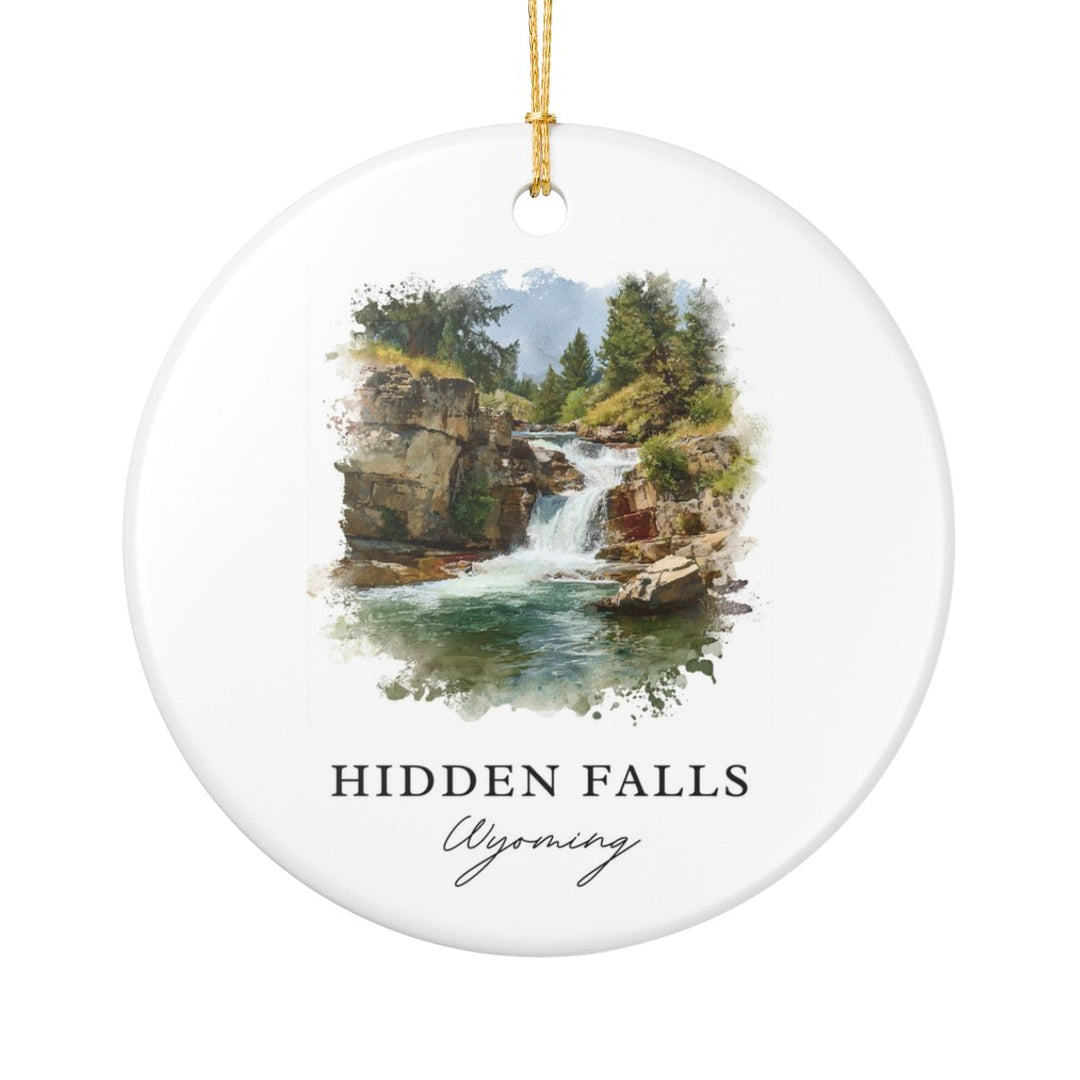 Hidden Falls Wyoming USA Ornament: Unique Hidden Falls Souvenir, Hidden Falls Wyoming Xmas Decor, and Authentic Hidden Falls Gift