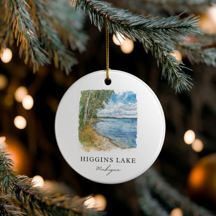 Higgins Lake Michigan USA Ornament: Unique Higgins Lake Souvenir, Higgins Lake Michigan Xmas Decor, and Authentic Higgins Lake Gift