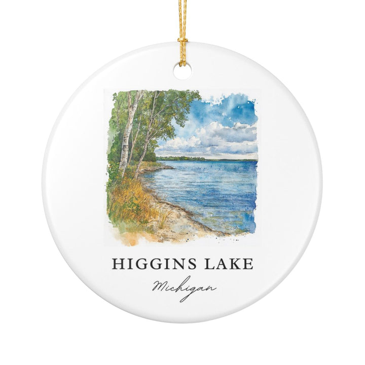 Higgins Lake Michigan USA Ornament: Unique Higgins Lake Souvenir, Higgins Lake Michigan Xmas Decor, and Authentic Higgins Lake Gift