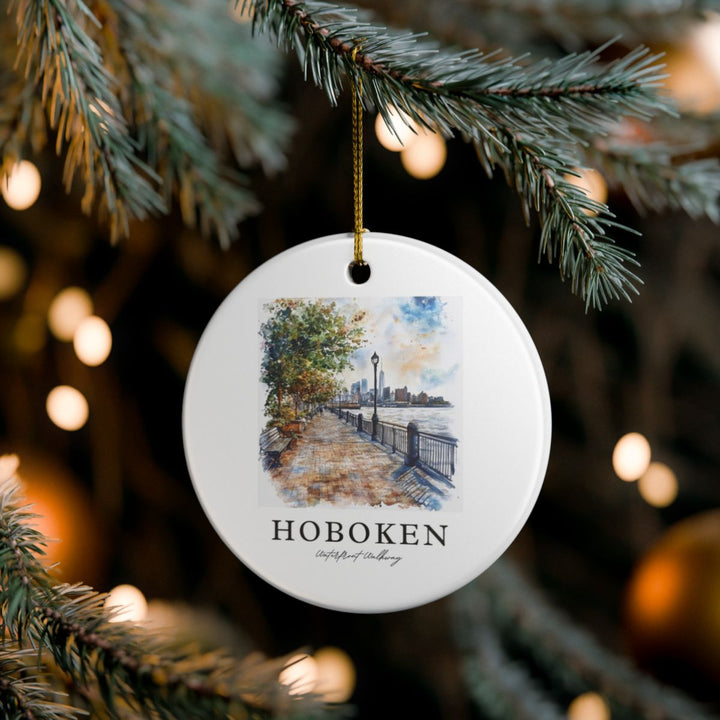 Hoboken Waterfront Walkway Newjersey Ornament: Unique Hoboken Waterfront Walkway Newjersey Souvenir, Hoboken Waterfront Walkway Newjersey Xmas Decor, and Authentic Hoboken Waterfront Walkway Newjersey Gift