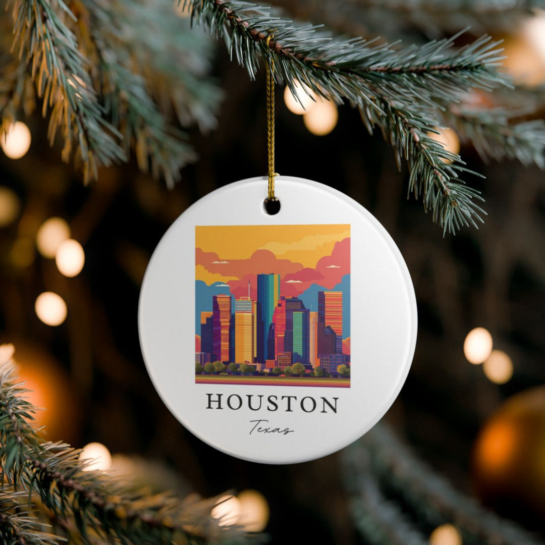 Houston Texas USA Ornament: Unique Houston Souvenir, Houston Texas Xmas Decor, and Authentic Houston Gift