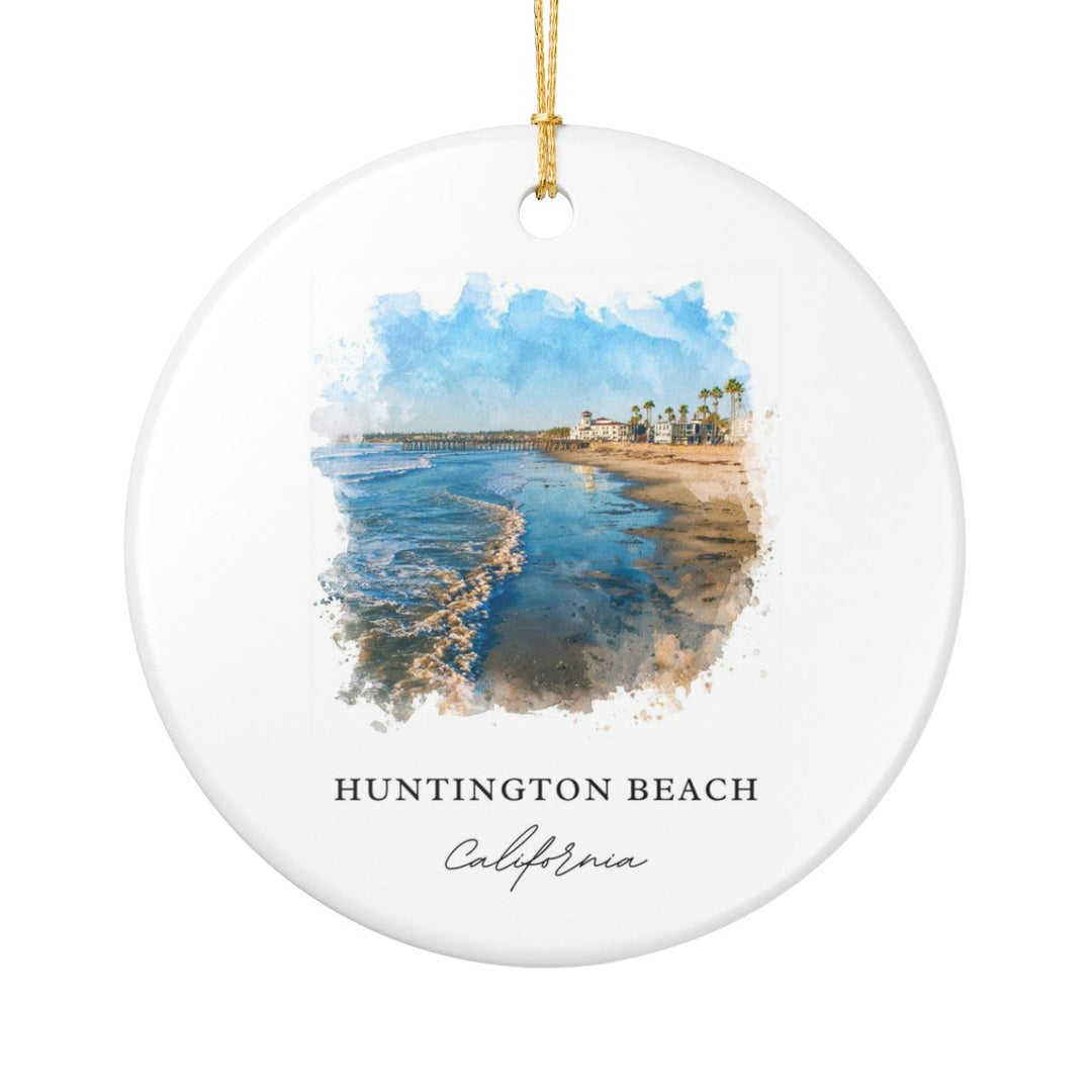 Huntington Beach California Ornament: Unique Huntington Beach Souvenir, Huntington Beach California Xmas Decor, and Authentic Huntington Beach Gift
