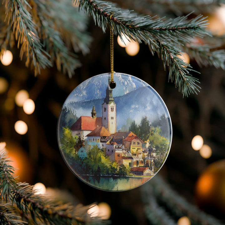 Lake Bled Slovenia Ornament: Unique Lake Bled Souvenir, Lake Bled Slovenia Xmas Decor, and Authentic Lake Bled Gift