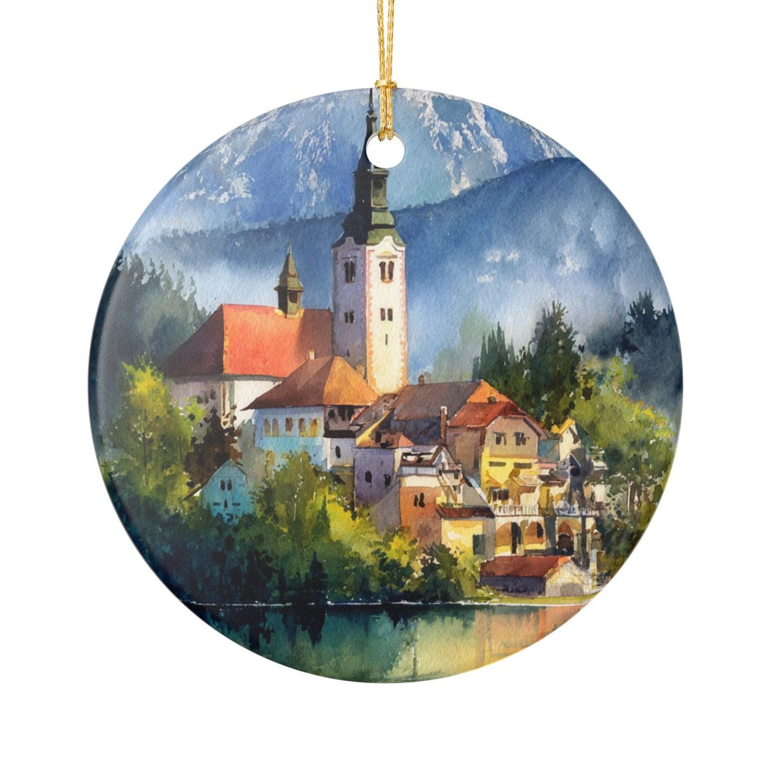Lake Bled Slovenia Ornament: Unique Lake Bled Souvenir, Lake Bled Slovenia Xmas Decor, and Authentic Lake Bled Gift