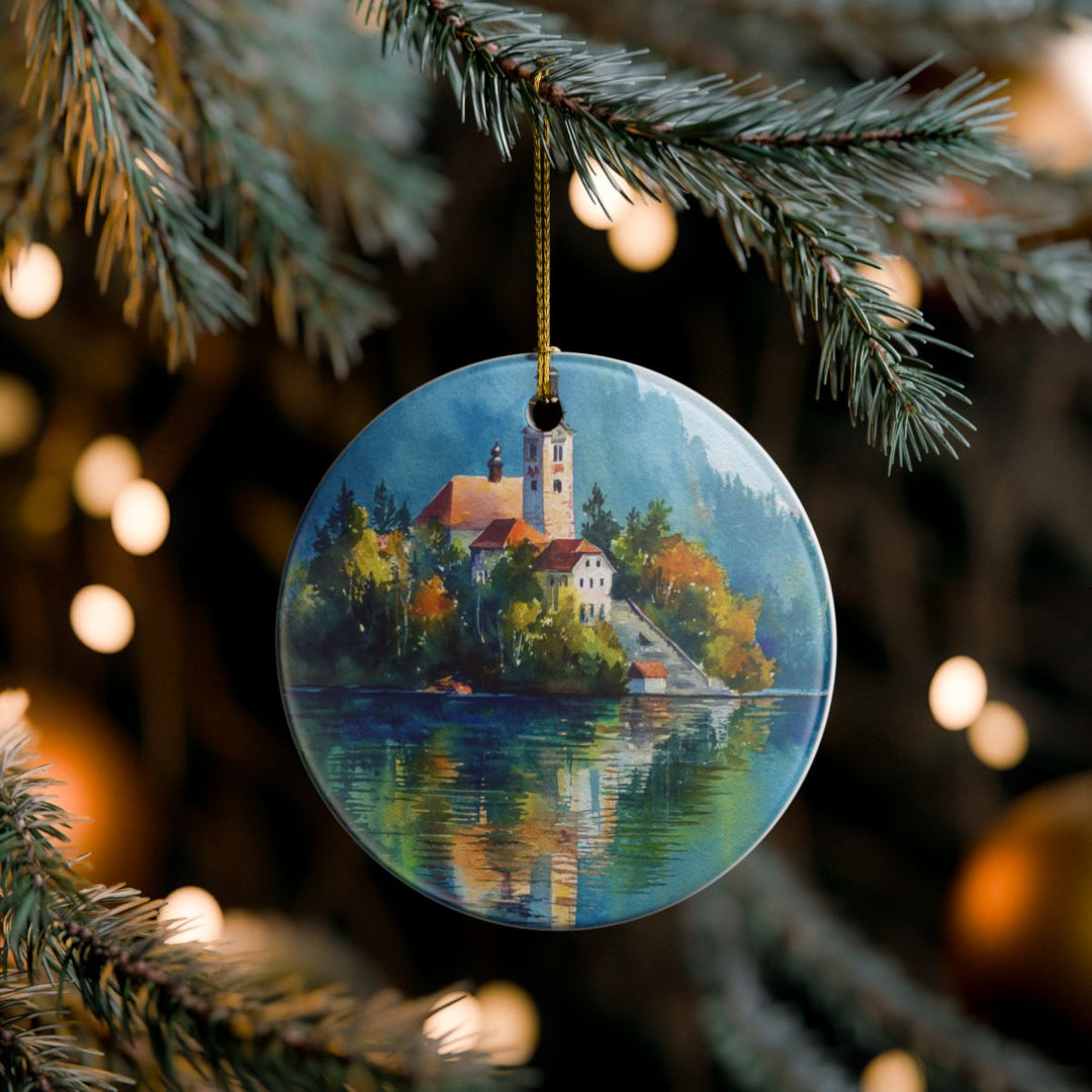 Lake Bled Slovenia Ornament: Unique Lake Bled Souvenir, Lake Bled Slovenia Xmas Decor, and Authentic Lake Bled Gift