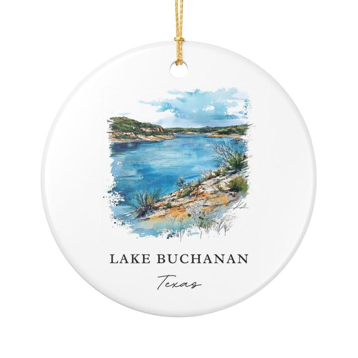 Lake Buchanan Texas USA Ornament: Unique Lake Buchanan Souvenir, Lake Buchanan Texas Xmas Decor, and Authentic Lake Buchanan Gift